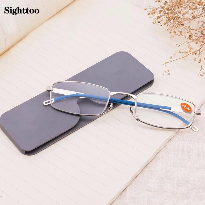 Sunglasses Sighttoo Unisex Reading Glasses Est Mini Nose Clip Folding Portable Presbyopic Metal Case Spring Hinge Eyeglasses Men