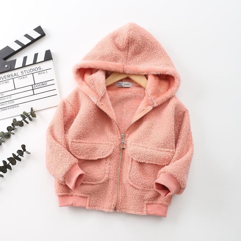 

Jackets 2021 Winter Baby Clothes Long Sleeve Coral Fleece Hoodie Jacket For Girls Warm Coats Boys Fashion Outfits 3-8 Years, Blue;gray