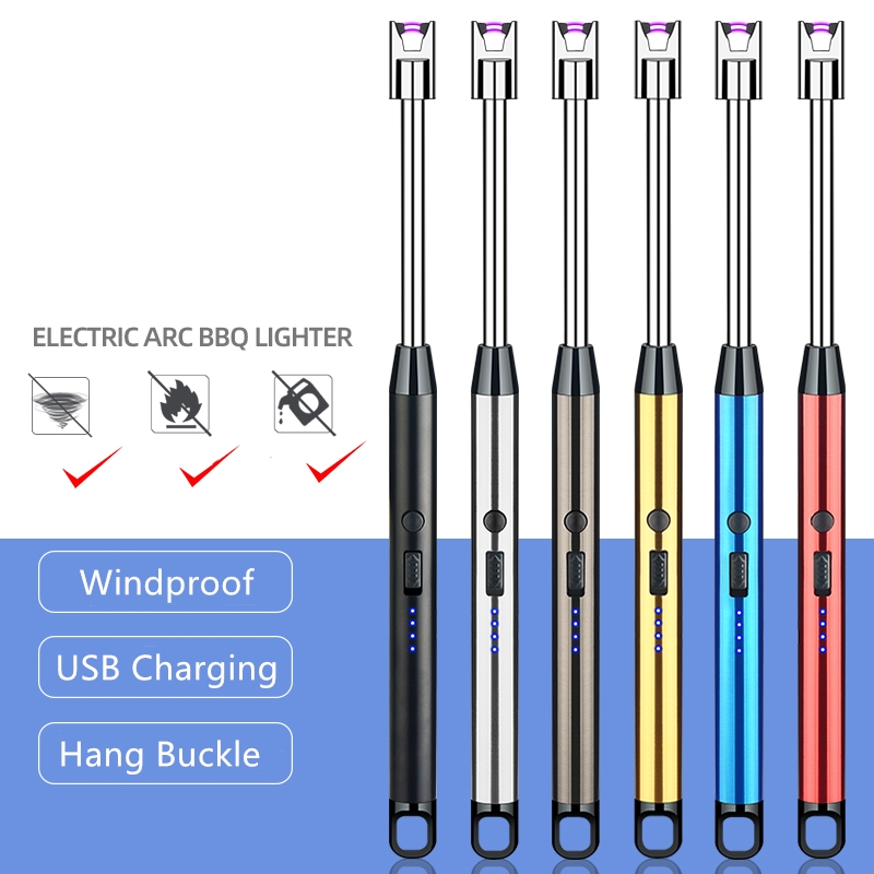 

New Kitchen Gas Stove Arc ighters Singe Pasma ighter USB Eectric Windproof Fameess Cande ighters With Hook Outdoors BBQ