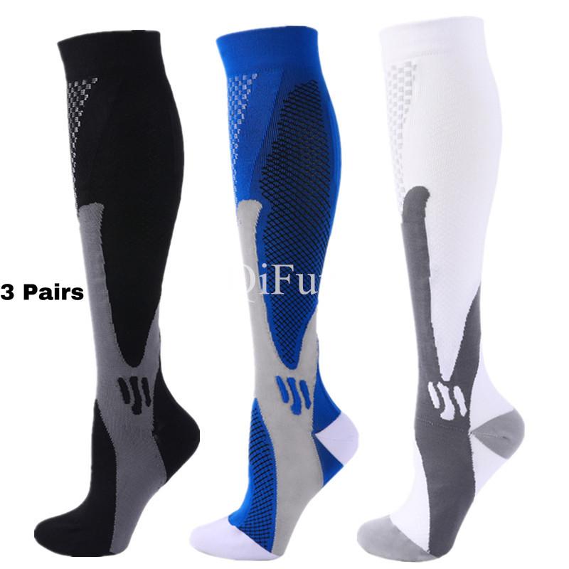 

Men's Socks 3 Pairs/Pack Men Women Running Compression Cycling Marathon Varicose Veins 20-30mmhg Nursing, Black