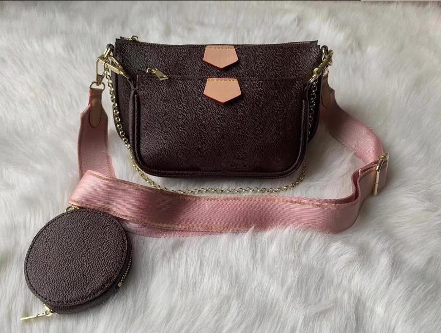 

sell fashion bags purses Women favorite mini pochette 3pcs accessories crossbody vintag shoulder bag leather multi color straps, Blue
