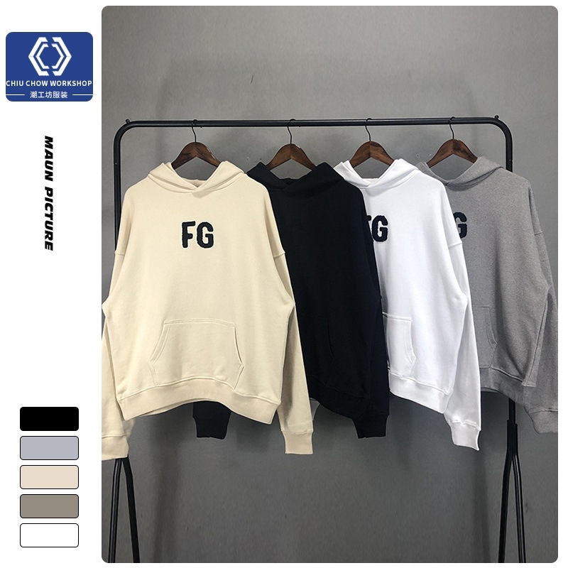 

Feel of God fog brand rich essentials loose FG large fashion Hoodie, White