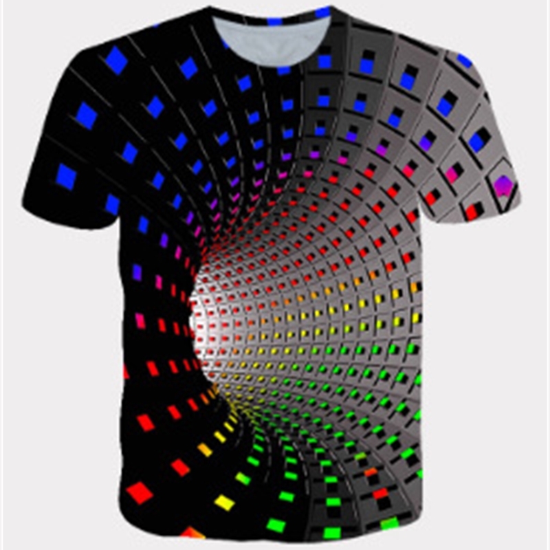 

summer geometric 3d digital print t-shirt men's street trend cool short sve t-shirtgg65, White;black