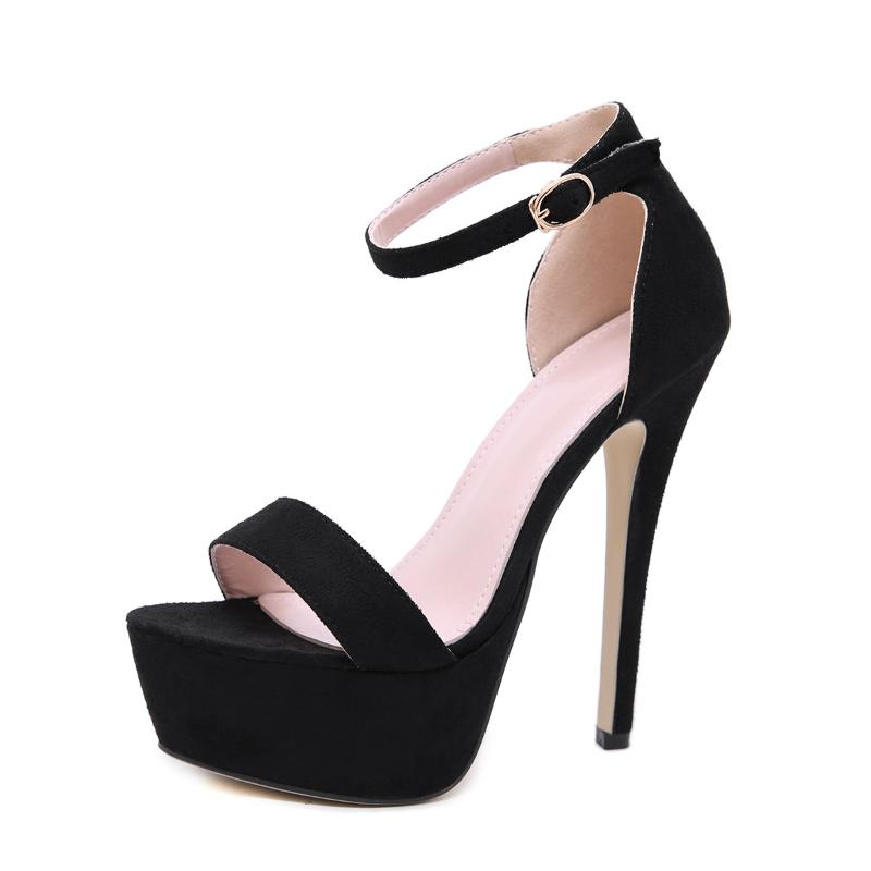 

Sandals 14.5CM Platform High Heels Summer Sexy Ankle Strap Open Toe Gladiator Party Dress Women Shoes, Black