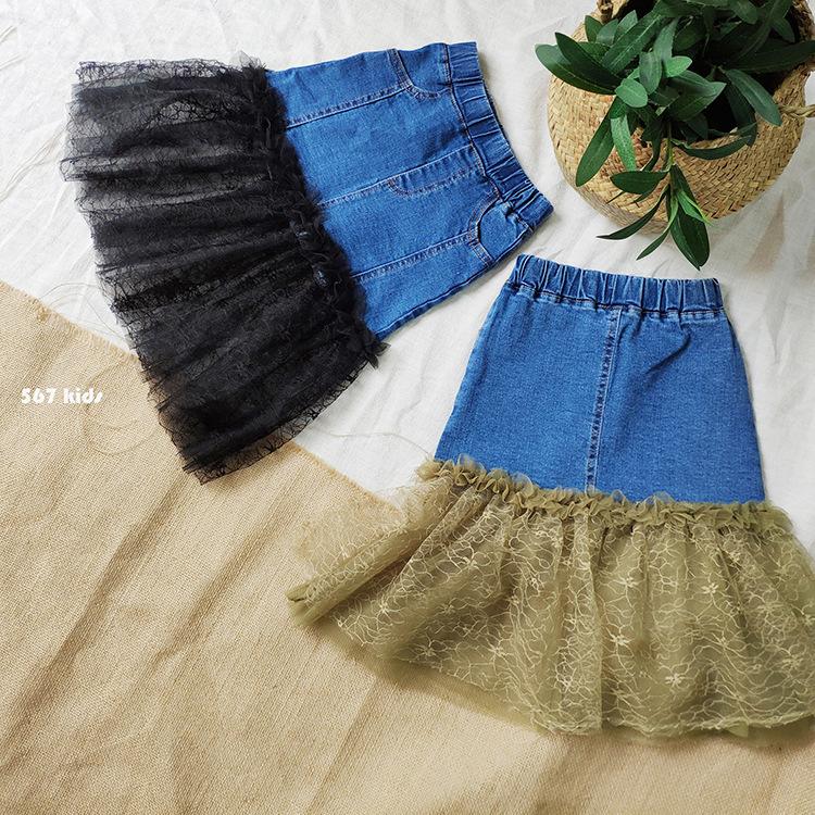 

Skirts Mabeezo Wholesale Girls Patchwork Lace Autumn Kids Children Clothes, Blue