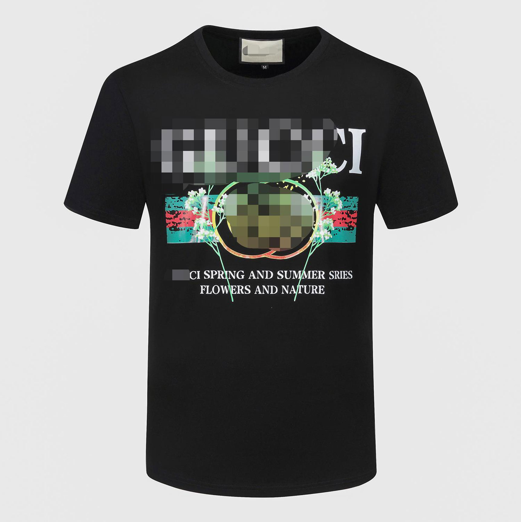 

A2021Printed fashion trend all-match men's short-sleeved T-shirt men's summer cotton tops factory direct sales, White;black