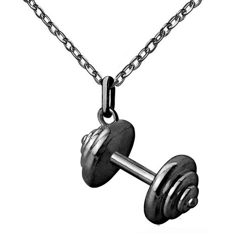 Pendant Necklaces Barbell Fitness For Women Sporty Jewelry Fashion Cloth Accessories Tiny Charm Personality Gym-image-706612372