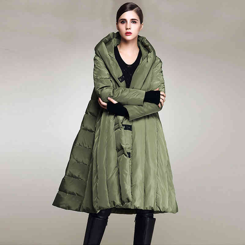 

Johnature Women Hooded Solid Color Down Coats Casual Warm Winter White duck down Pockets High Quality Coats 210521, Black