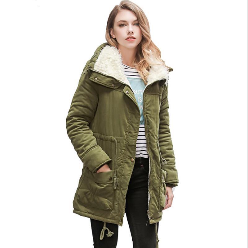 

Women's Down & Parkas Women Cotton Jacket Large Size Lambswool Female Europe Slim Medium Long Coat Winter Thermal Street Fashion L, Black