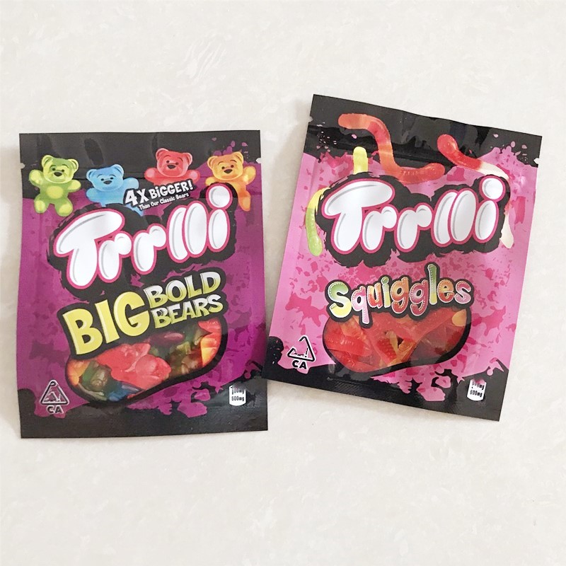 

TRlli edibles Packaging Mylar Bag 710 Sours Edible Package Original Watermellon Sharks Peach Gummi Packages Bags Gas Rufflez Head Zipper Lock