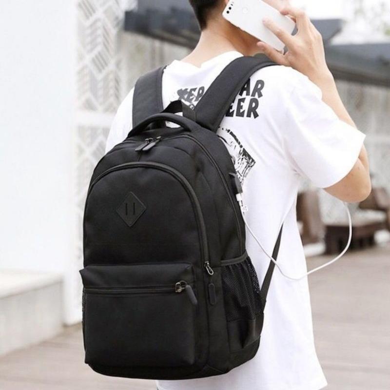 

Backpack 14 Inch Oxford USB Charging Laptop Waterproof Travel For Men Computer Business School Bag Y264, Red large