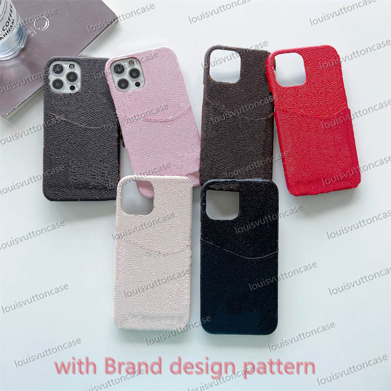 

LL design Phone Cases For iPhone 13promax 13pro 12 12Pro 12proMax 7 8plus X XS XR XSMAX PU leather case designer shell with card 6 colors, Brown big l flower