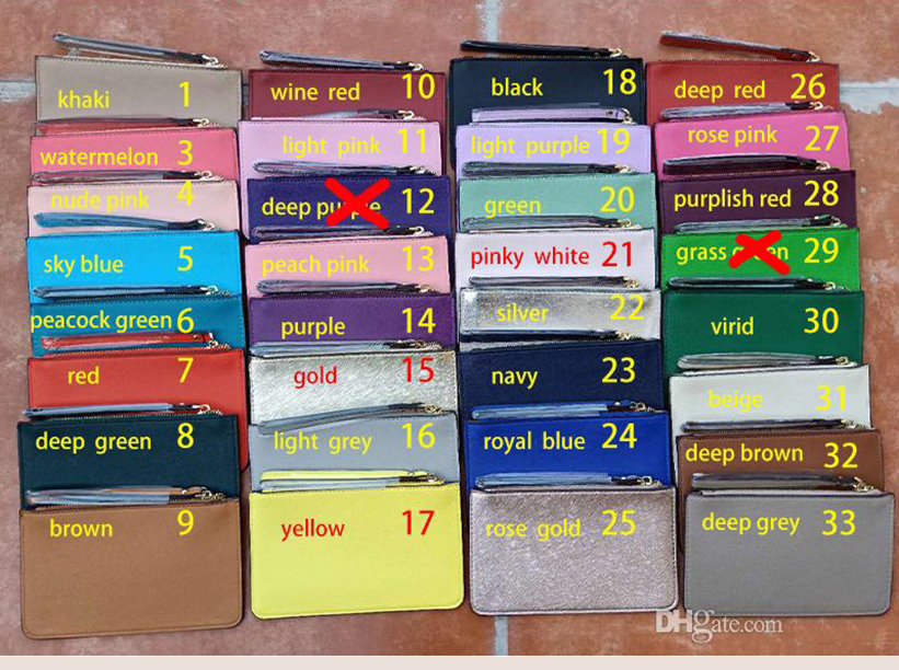 

brand designer wallets wristlet women wallets coin purses card holders famous clutch bags zipper pu Ladies Fashion wristlets shoulder bags 27 colors, Remark me colors you want