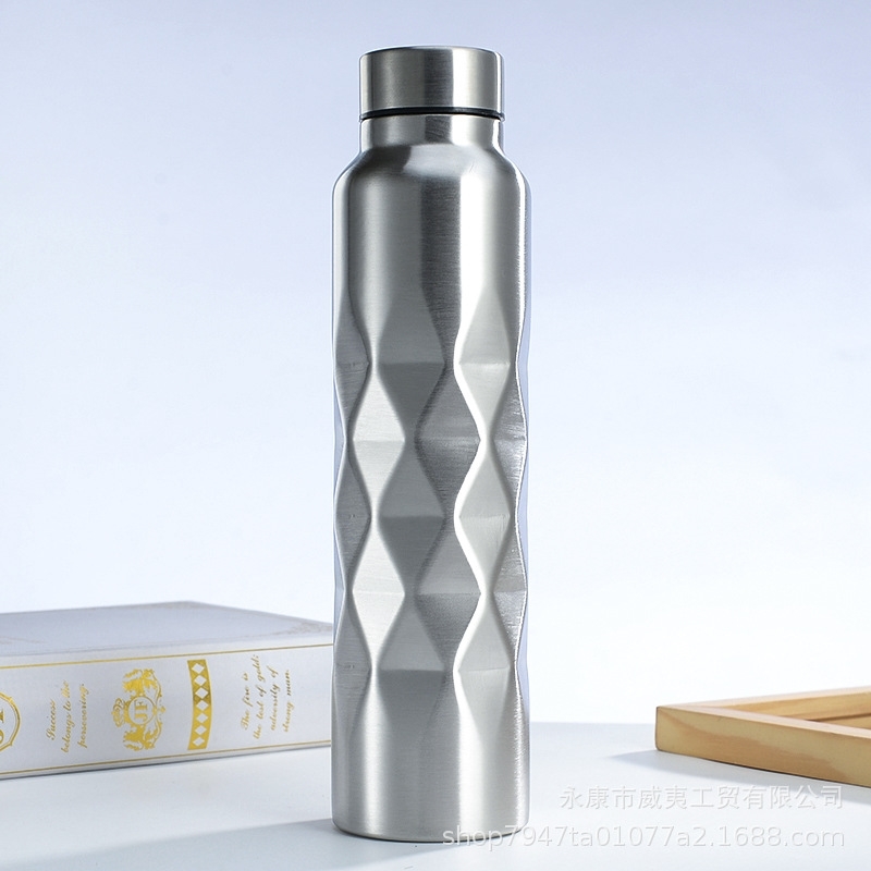 

Single layer stainless steel outdoor kettle creative diamond cup large capacity sports water bottle
