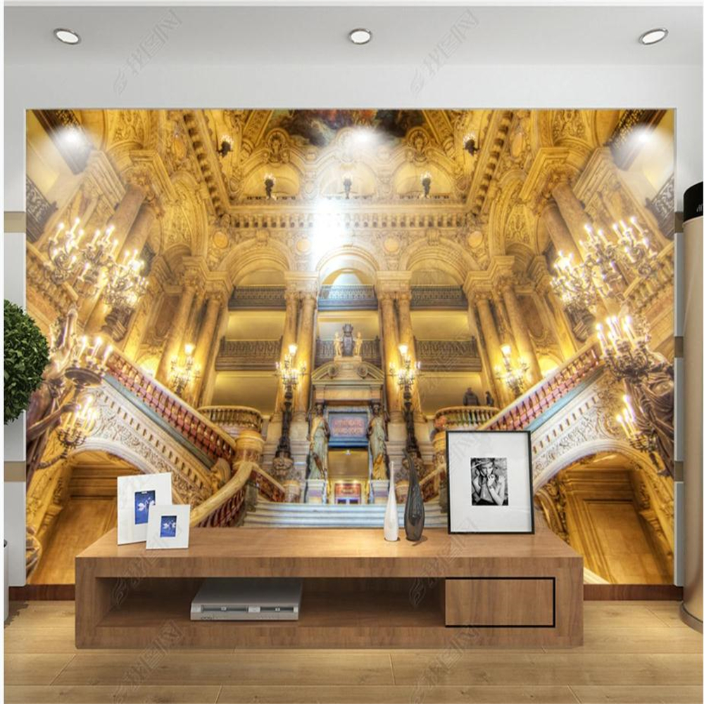 Photo gold building wallpapers 3d murals wallpaper for living room 3d customized wallpaper-image-700183862