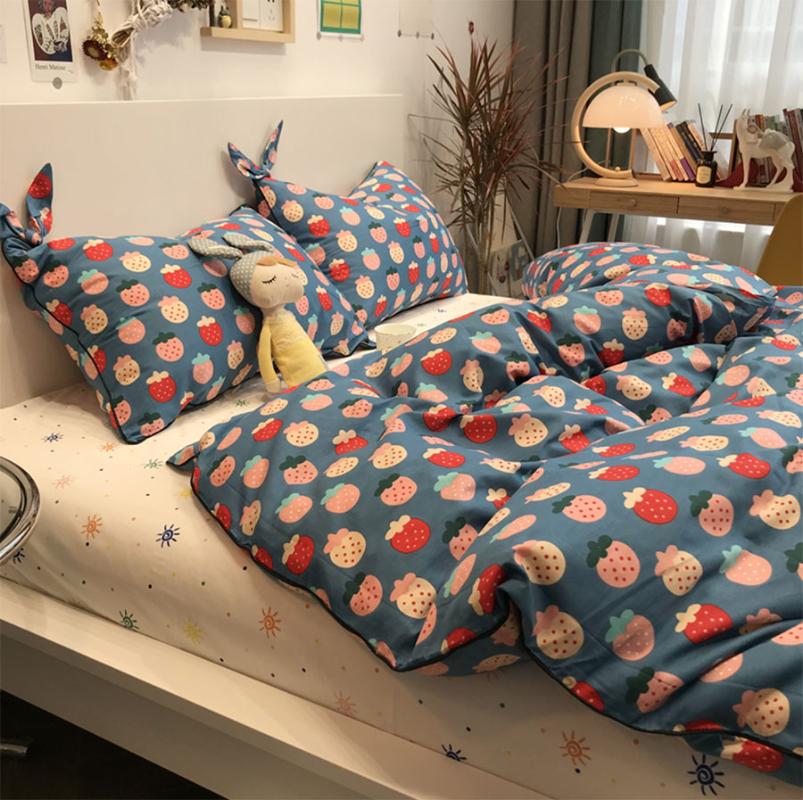 

Bedding Sets Cute Sweet Strawberry Set Girl,lovely Fashion Cotton  Full Queen King Home Textile Bed Sheet Pillow Case Quilt Cover, Picture color