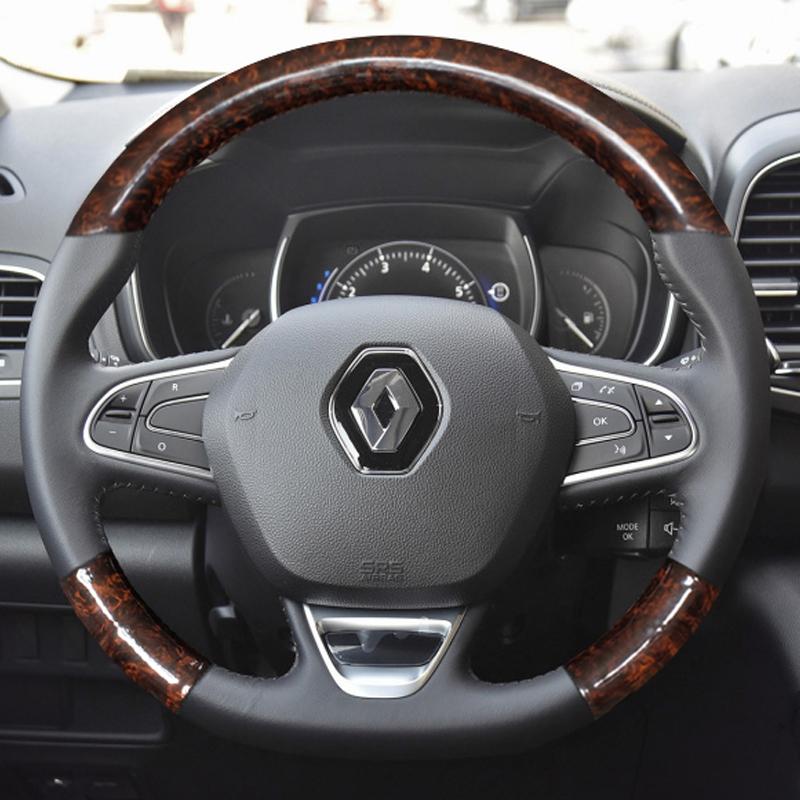 

For Renault Koleos Kadjar Modification Accessories DIY custom made Imitation Peach Wood Interior Leather Steering Wheel Cover