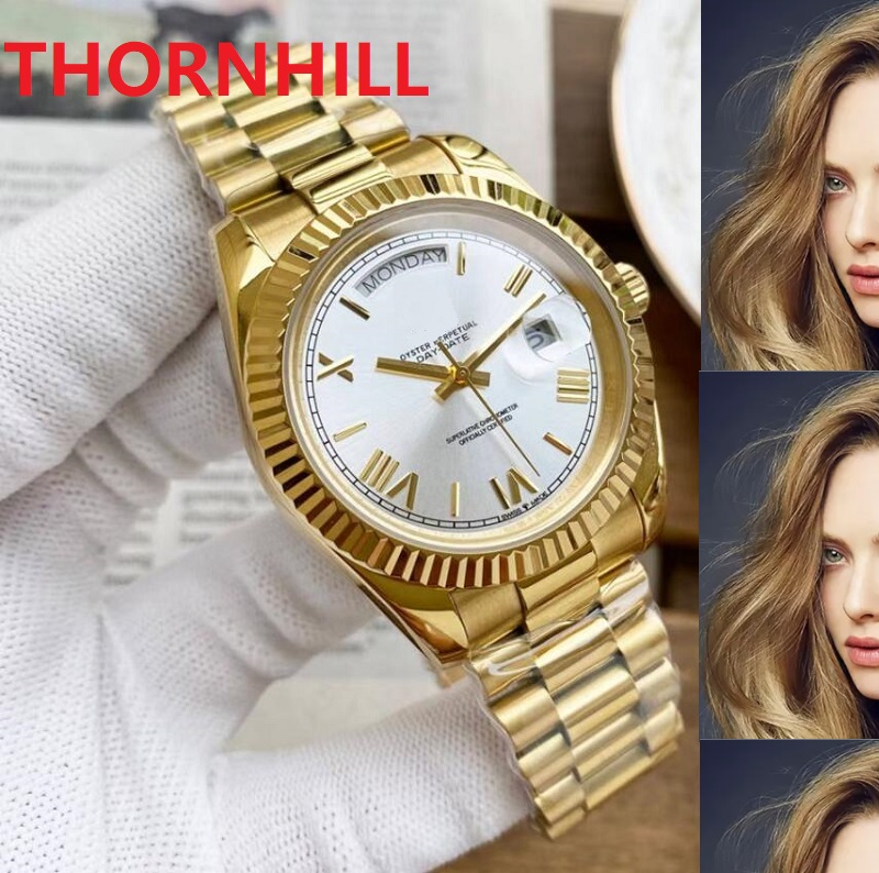 

2021 montre de luxe Mens Automatic Machinery Watches 41MM Day-Date Roman Dial Designer 316L Fine Full Stainless Steel Super Wristwatches men, As pic