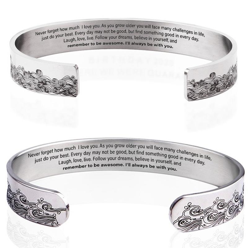 

Bangle 2022 Letter Bracelet Remember To Be Awesome 10mm Stainless Steel Open Inspirational Gift