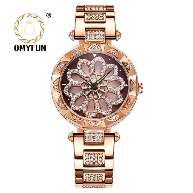 

Wristwatches OMYFUN High Quality Lucky Watch Women 360 Trun Around Stainless Steel Watches Relogio Feminino Diamond Magnetic Quartz Clocks, Blue