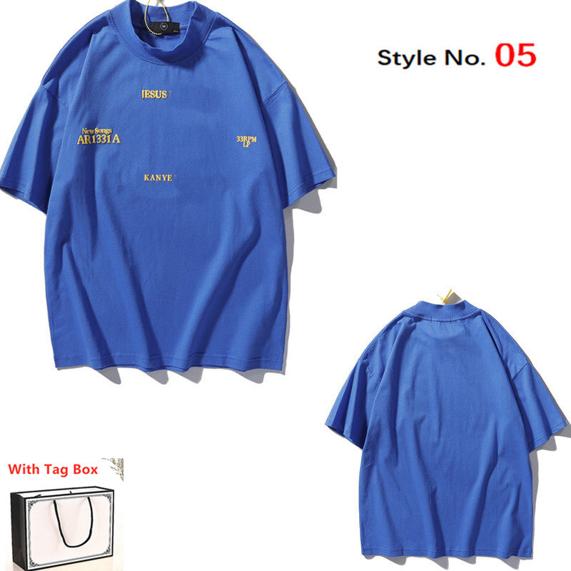 

2021 kanye Men T-shirt Women Short Sleeve High Quality Summer Tees Letter Print Hip Hop Style Clothes With Label Box, 1pcs button
