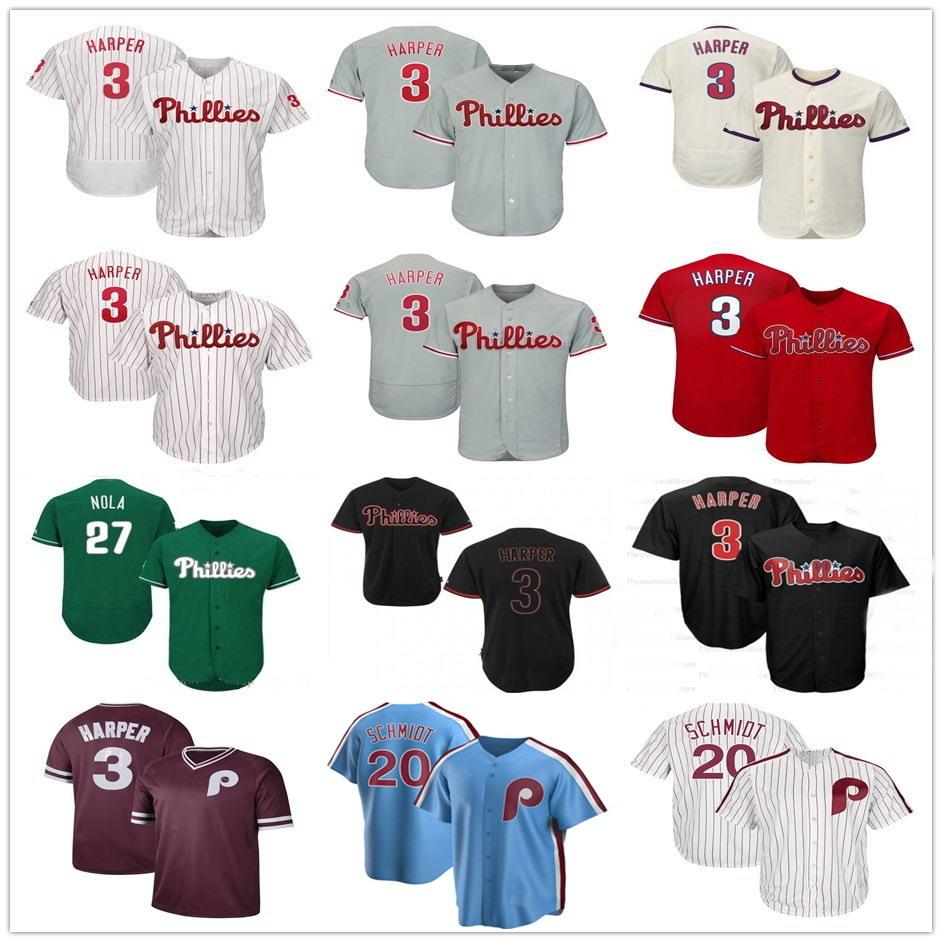 

Baseball Jersey Mike Schmidt Harper Rhys Hoskins Didi Gregorius Aaron Nola Alec Bohm Zack Wheeler Jean Segura Roy Halladay McCutchen Bryce, Blue;black