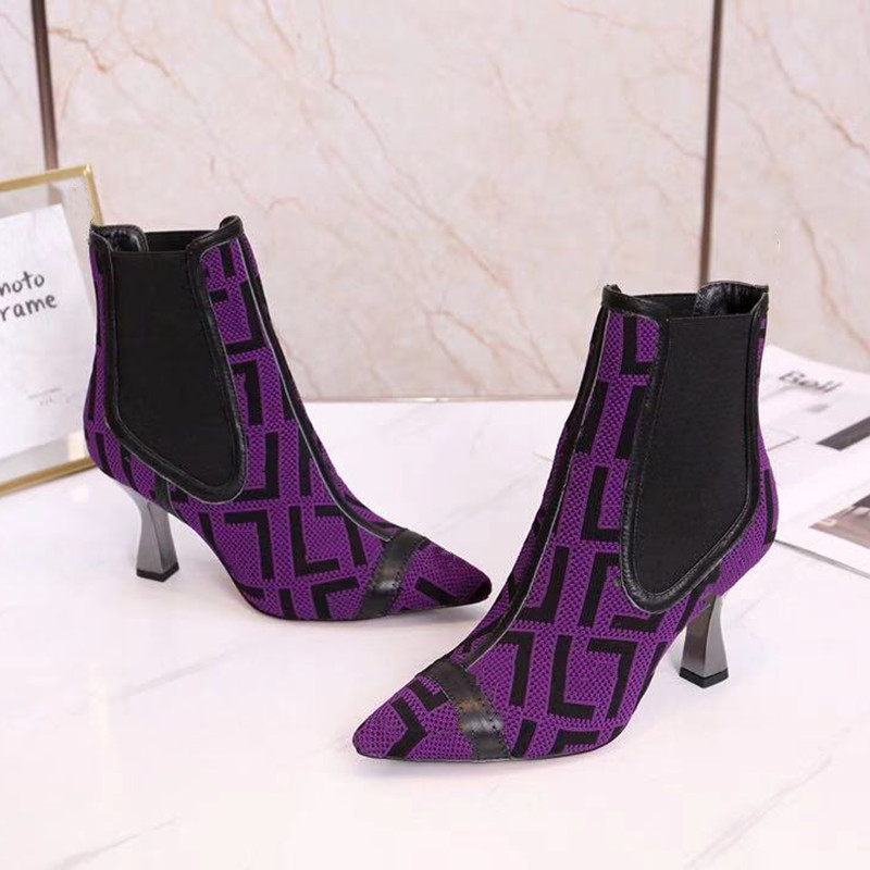 

Sexy Pointed Toe Sock Boots Women Colibrì Boot Kitten High Heels Elastic Slip on Chic Design Runway Style Luxury Brand Designer Woman Shoe, As pic