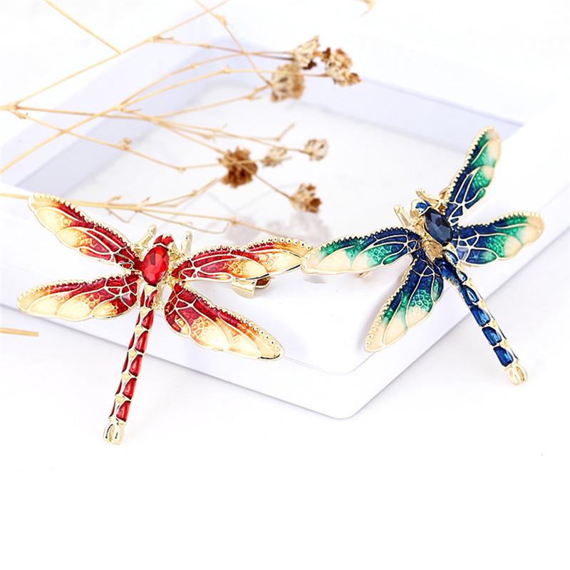 

Pins, Brooches Metal Banquet Weddings Pins Gifts Green Red Black Enamel Dragonfly Insects For Women And Men Alloy