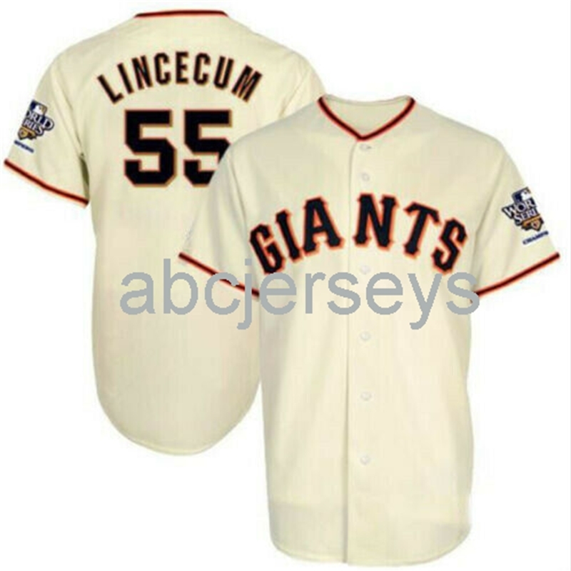 

Tim Lincecum #55 Cream Baseball Jersey -6XL, Ivory