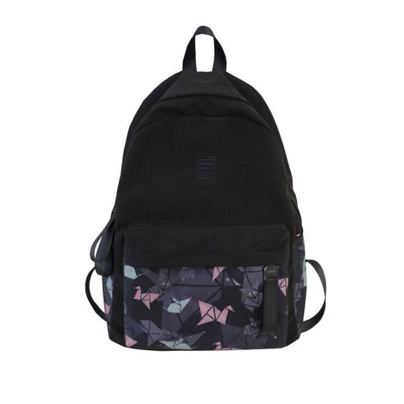 

Backpack JIARUO High-Capacity Female College Student Campus Nylon Cloth Outdoor Travel Bag, Black