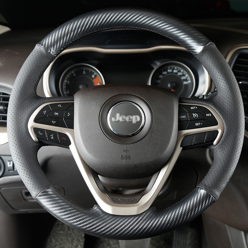 

For Jeep Compass Renegade Patriot Cherokee Grand Cherokee Leather DIY custom hand-stitched interior steering wheel cover car accessories