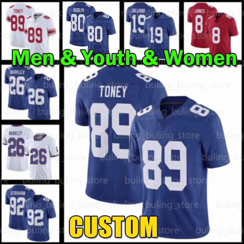 

26 Saquon Barkley Jersey 19 Kenny Golladay 89 Kadarius Toney Giant Football 80 Kyle Rudolph New 8 Daniel Jones York Lawrence Taylor 3 Sterli, Black