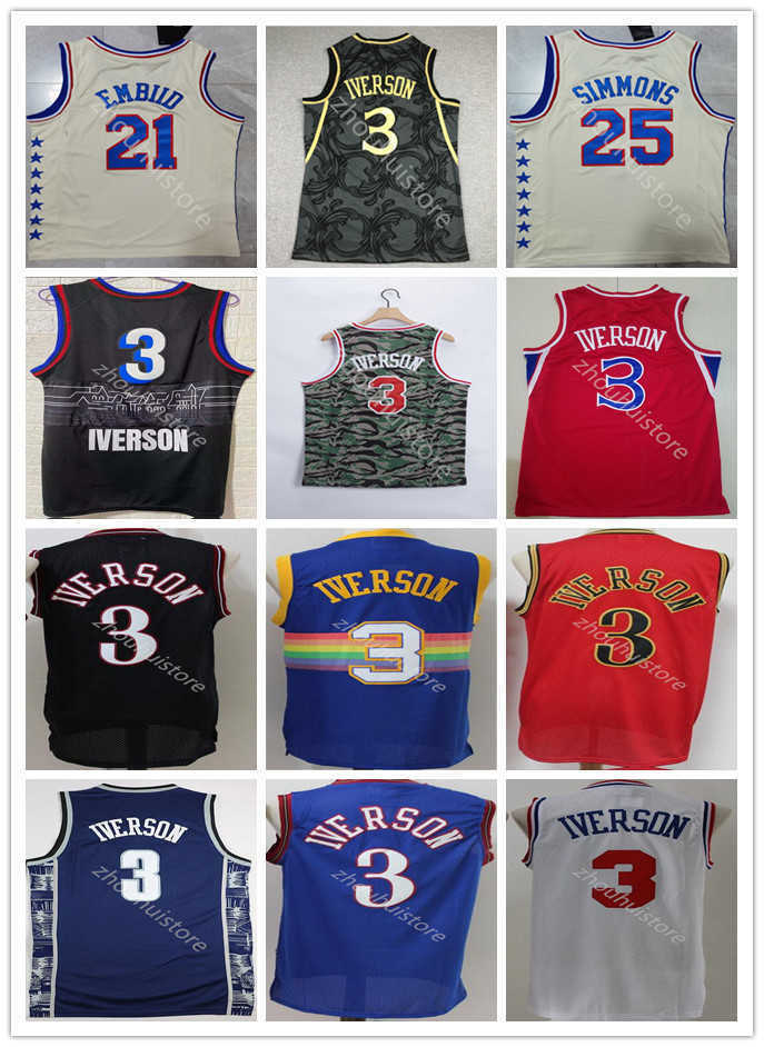

Fast delivery Men's Joel 21 Embiid Jersey Ben 25 Simmons Matisse Camouflage bonus edition 2021 Allen 3 Iverson City Blue Black Basketball Jerseys, White