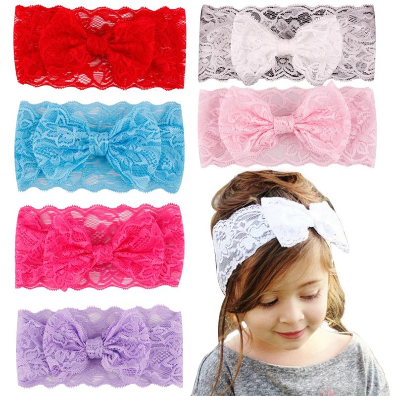 

Baby Hair Accessories Toddler Cute Girl Kids Bow Hairband Turban Headband Headwear Lace Bowknot Girls Hairband 8 Colors, #1