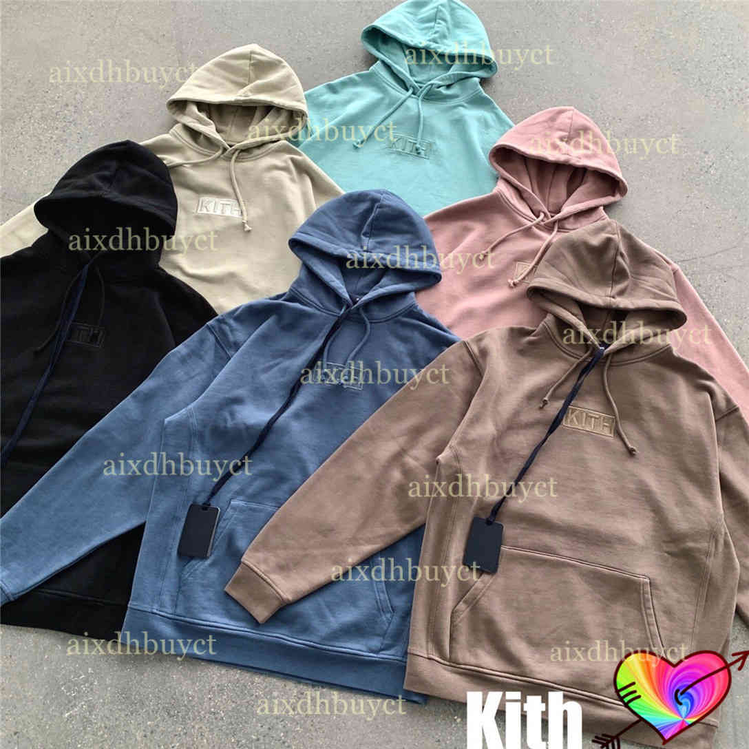 

Solid Kith Hoodie 2021fw Men Women 1:1 High Quality Box Embroidery Hoodies Sweatshirts Heavy Fabric Oversize Pulloversx8mc, Black