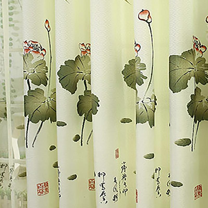 

Modern Simple Lotus Floral Curtains For Living Solid Color Cheveni Printing Pastoral Mosaic Dining Room Bedroom Shade Curtain & Drapes