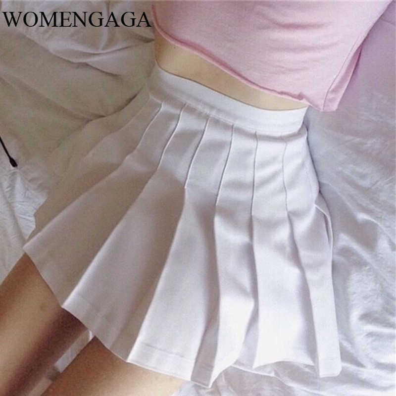 

WOMENGAGA College Style French korea Ruffles Pleated Skirt Mini Pant High Waist A-line Thin Sexy Plus Size Double Layer REC5 210603, Belt safety pants