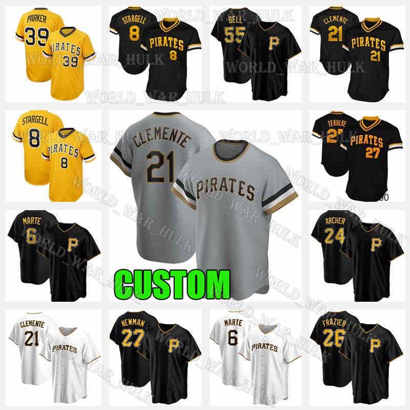 

21 Roberto Clemente Custom Pirates Baseball Jerseys 39 Dave Parker 8 Willie Stargell 55 Josh Bell 26 Adam Frazier Joe Musgrove Harrison, Men custom retro(haidao)