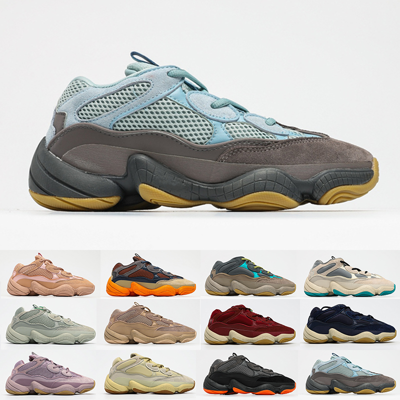 

high quality Kanye 500 desert rat running shoes West Suede Rainbow summer limited series bone utility black stone soft vision sport sneakers blush salt trainers, 500 pink [women shoe]