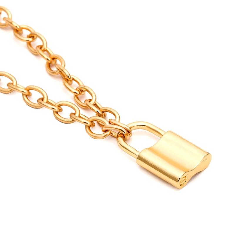 

Pendant Necklaces Feza50cm Length Cross Chain Small Metal Padlock Punk Necklace For Women Girls Men Unisex Jewelry Drop/ Wholesale