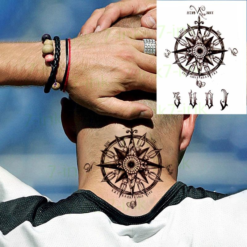 

Temporary Tattoos Waterproof Tattoo Sticker Star Compass Roman Numerals On Back Of Hand Tatto Flash Tatoo Fake For Women Men