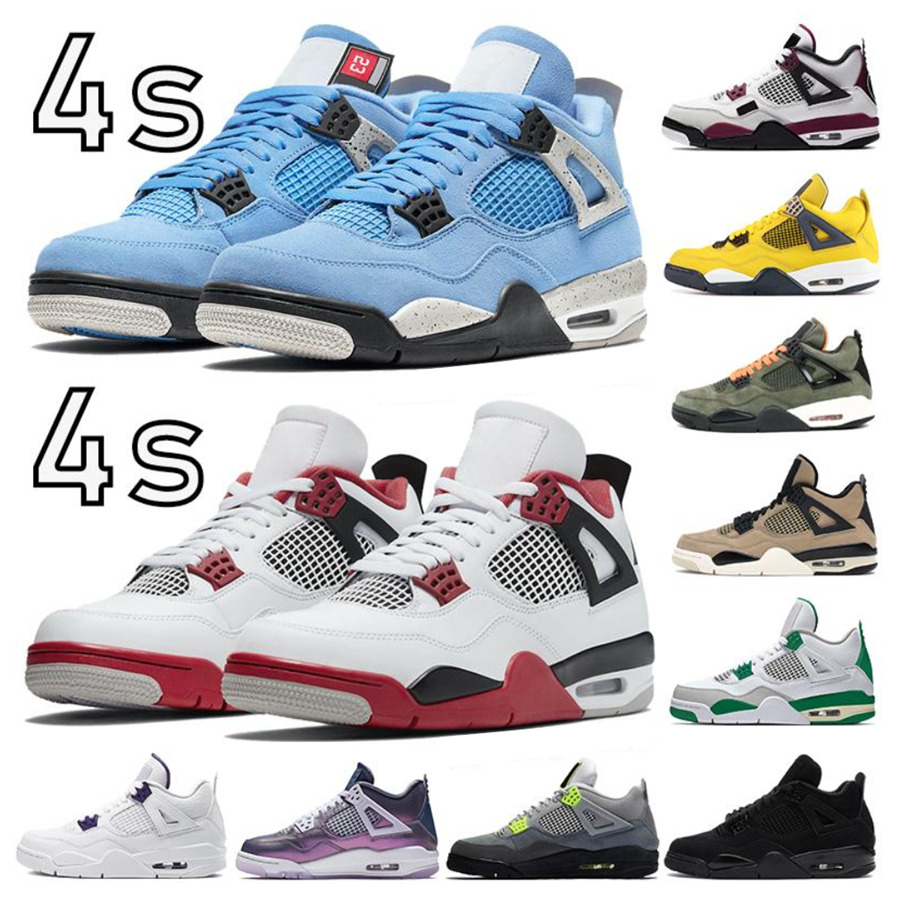 

University Blue 4 4s mens Boots shoes metallic purple fire red Tour yellow black cat bred undftd SE Neon men women Sneakers, Box