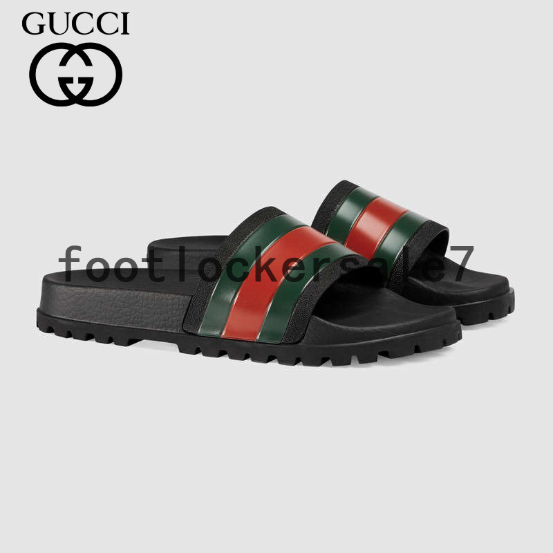 

Gucci Women Slipper Fashion Designers Flat Slides Flip Flops Luxurys Platform Rubber Mens Slippers Striped Brocade Floral Embroidery Sandals, Black