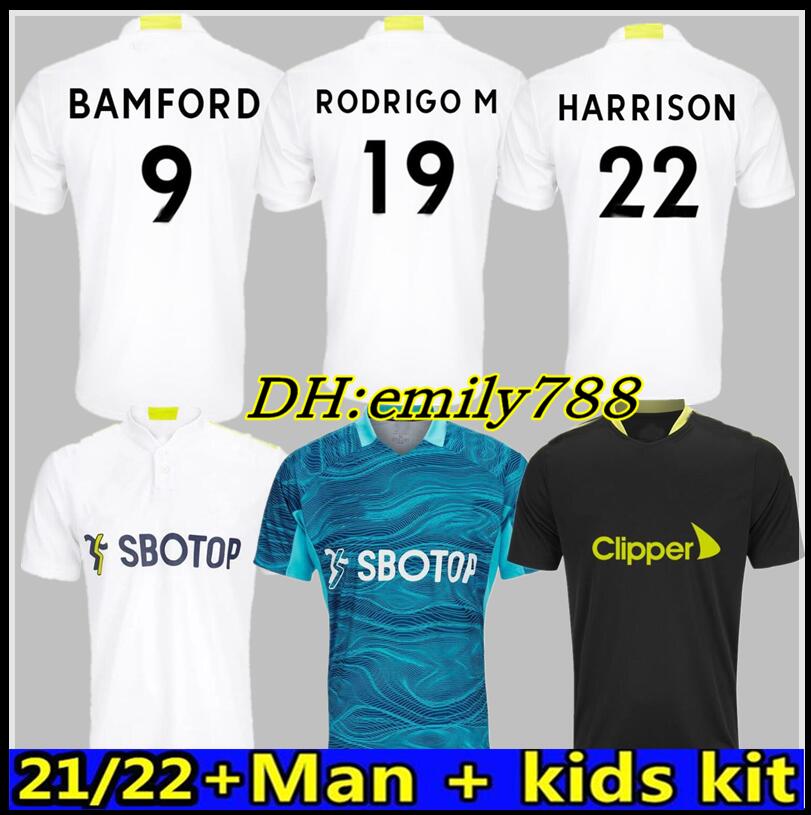 

FANS Player version 21 22 LEEDS soccer jersey 2021 2022 UNITED home football shirt PHILLIPS FIRPO JUNIOR BAMFORD RAPHINHA LLORENTE RODRIGO m, Black;yellow