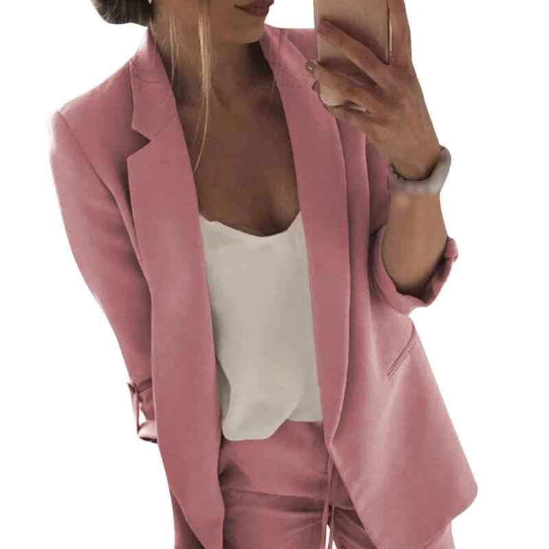 

Formal Suit Solid 3/4 Sleeve Work Daily Turndown Collar Women Blazer Spring Autumn Coat Fashion Business Slim Fit Open Front Sarongs