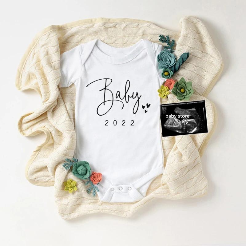 

Baby Coming Soon 2022 Simple Print Bodysuit Pregnancy Announcement Boys Girls Toddler Ropa Outfit Rompers, Black