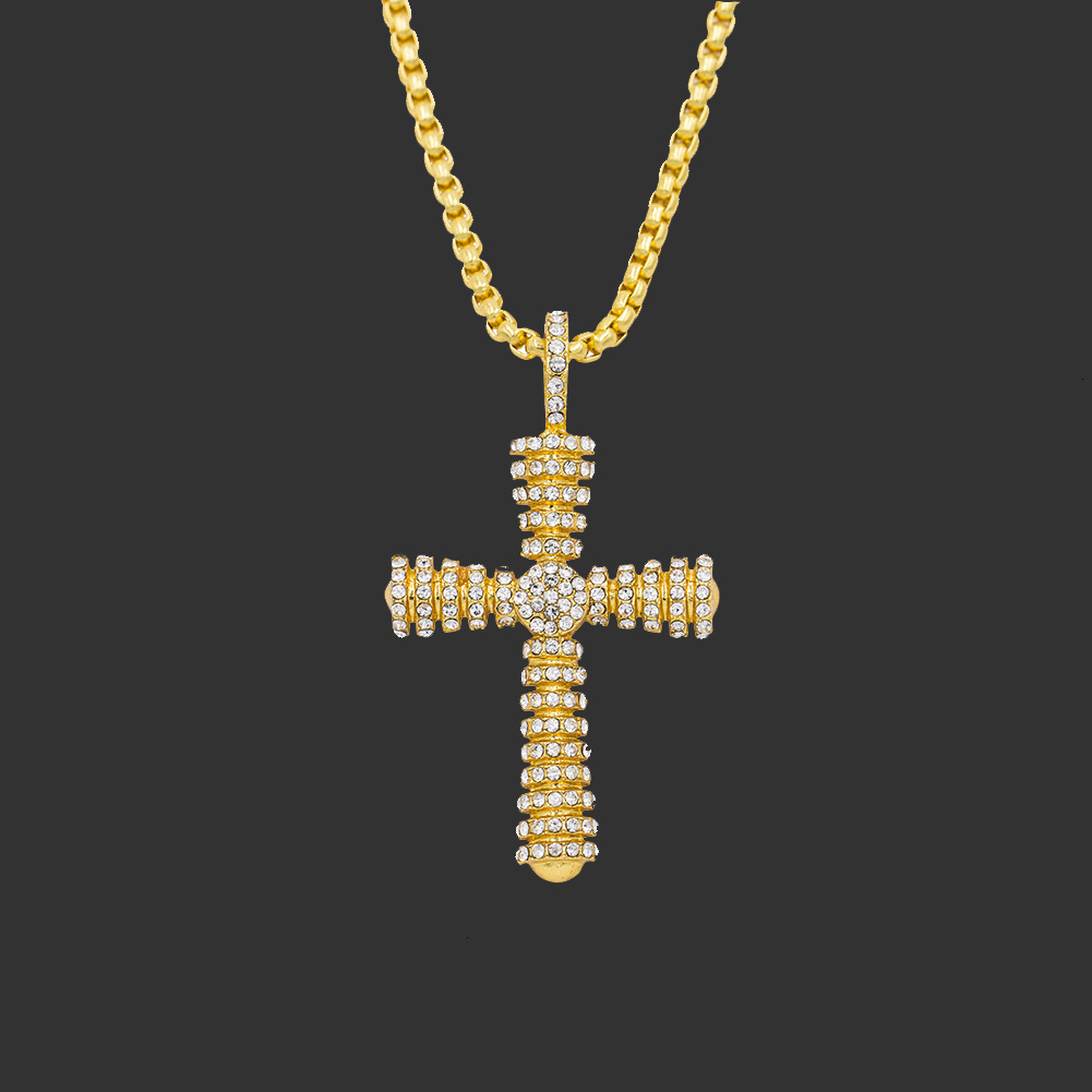 

amulet neck pendants hip hop necklace full diamond cross pendant, Silver