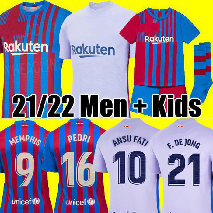 

tops Camisetas de football MEMPHIS PEDRI Kun Aguero Barcelona soccer jersey BARCA FC 20 21 22 ANSU FATI 2021 2022 GRIEZMANN F. DE JONG DEST kit shirt men kids sets socks, 20-21 away