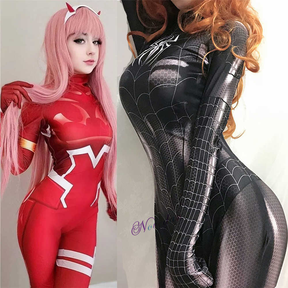 

Sexy Zero Two Cosplay Costume Darling in the Franxx Klaxosaur Princess Halloween Black Cat Superhero Female Suit Jumpsuit Women G0925