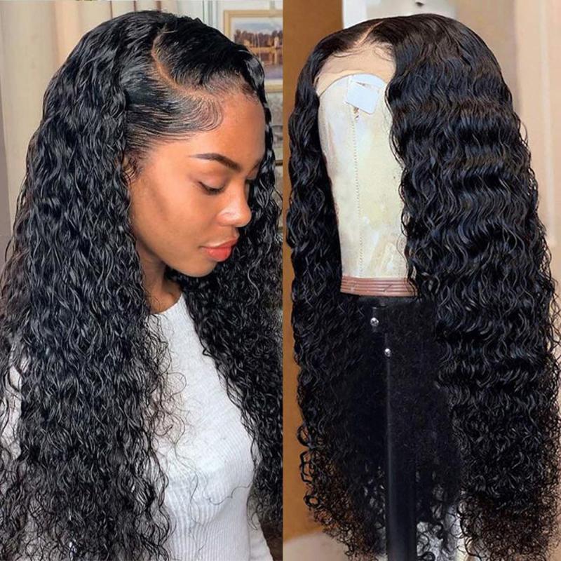 

Lace Wigs Desgirl Deep Wave 13xT Part Front Human Hair 32 Inch Brazilian Natural Hairline Pre Plucked For Black Women, As pic